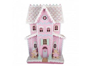 Gingerbread House With LED 54x31x76 Cm Pink Plastic - 54*31*76 cm LED / 3*AA