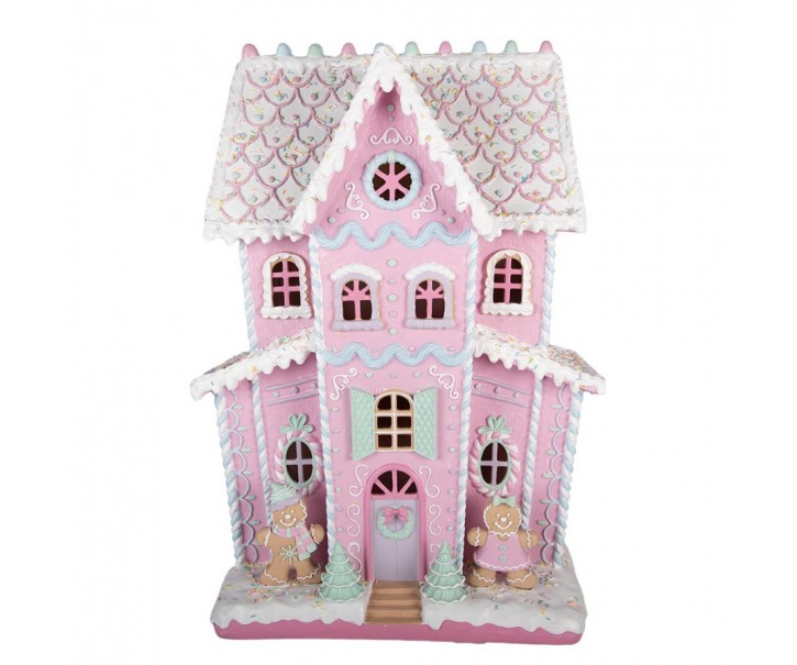 Gingerbread House With LED 54x31x76 Cm Pink Plastic - 54*31*76 cm LED / 3*AA Clayre & Eef