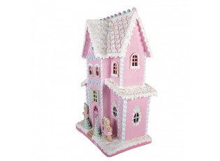 Gingerbread House With LED 54x31x76 Cm Pink Plastic - 54*31*76 cm LED / 3*AA