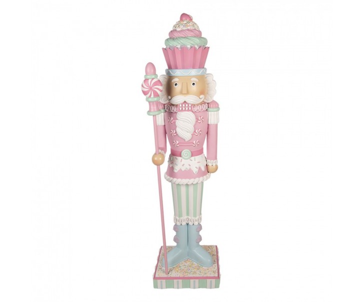 Christmas Decoration With LED Lighting Nutcracker 44x33x152 Cm Pink Plastic - LED 44*33*152 cm Clayre & Eef