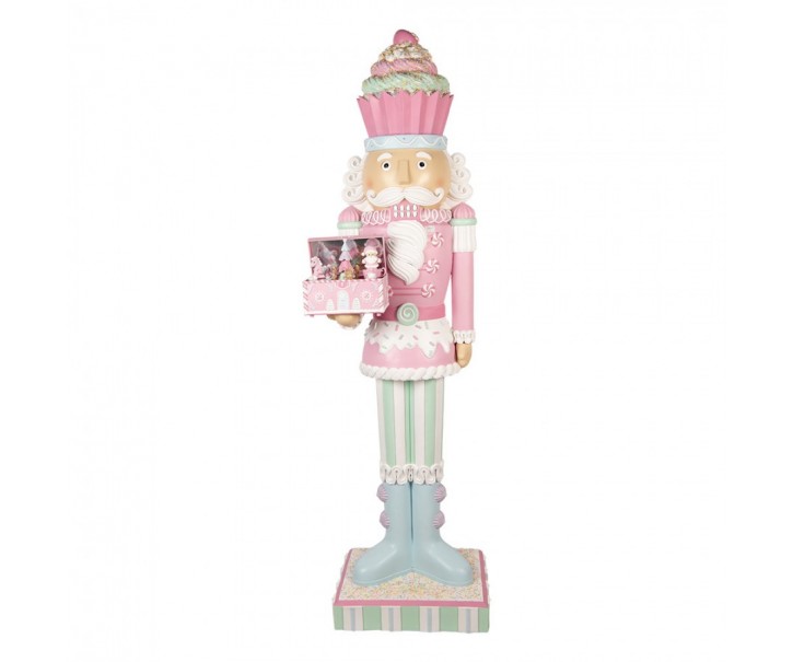 Christmas Decoration With LED Lighting And Music Nutcracker 59x49x216 Cm Pink Plastic - LED 59*49*216 cm Clayre & Eef