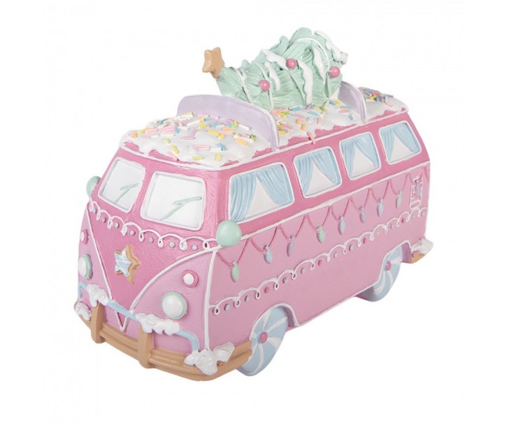 Vánoční dekorace retro minibus se stromkem Pastel Christmas Chic - 26*13*19 cm Clayre & Eef