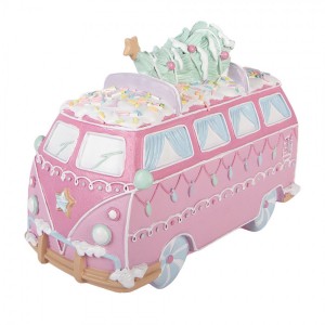 Vánoční dekorace retro minibus se stromkem Pastel Christmas Chic - 26*13*19 cm
