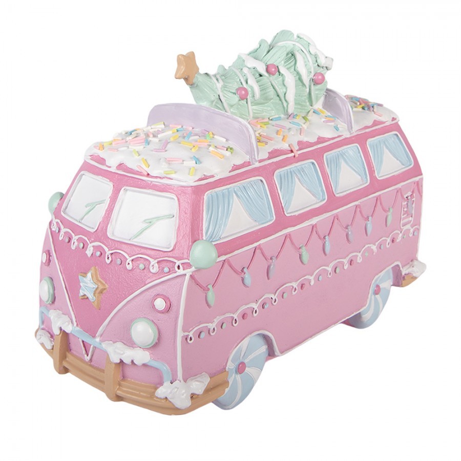 Vánoční dekorace retro minibus se stromkem Pastel Christmas Chic - 26*13*19 cm