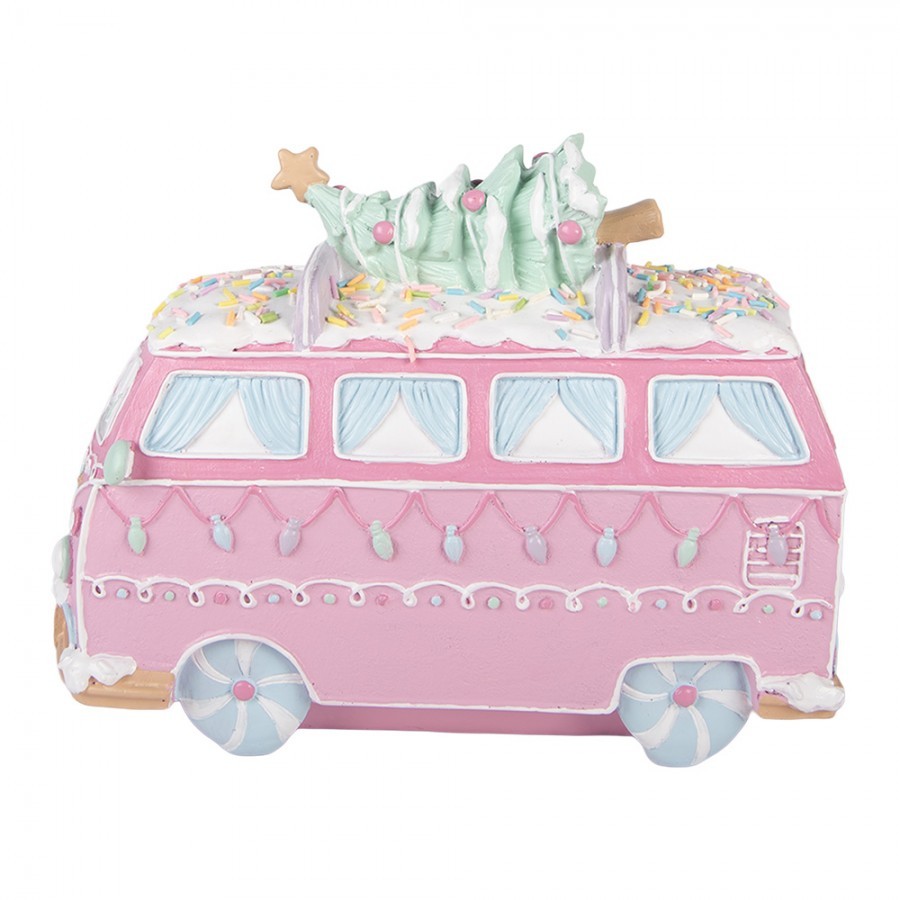Vánoční dekorace retro minibus se stromkem Pastel Christmas Chic - 26*13*19 cm