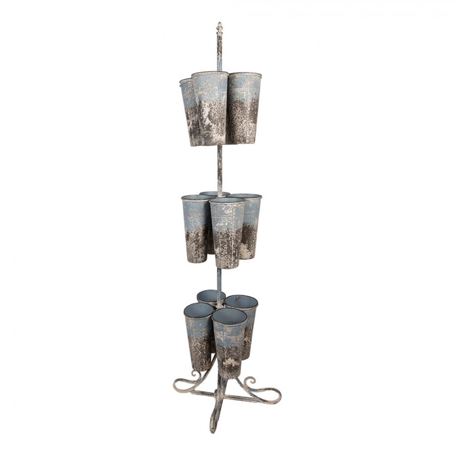 Vintage kovový stojan se 12ti boxy na květiny - Ø 55*183 cm Clayre & Eef Vintage kovový stojan se 12ti boxy na květiny - Ø 55*183 cm Clayre & Eef