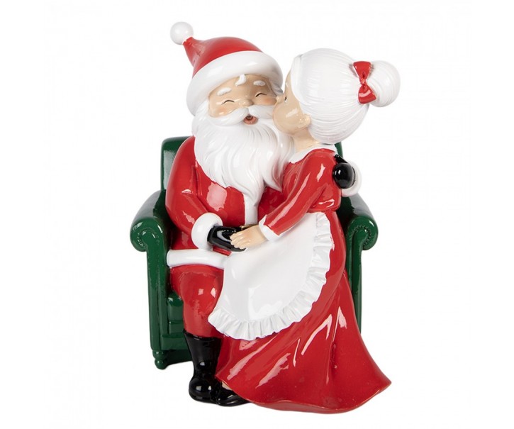 Christmas Decoration Figurine Santa Claus 15x17x20 Cm Red Plastic - 15*17*20 cm Clayre & Eef