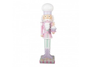 Christmas Decoration Figurine Nutcracker 13x11x47 Cm Pink Plastic - 13*11*47 cm