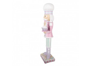 Christmas Decoration Figurine Nutcracker 13x11x47 Cm Pink Plastic - 13*11*47 cm