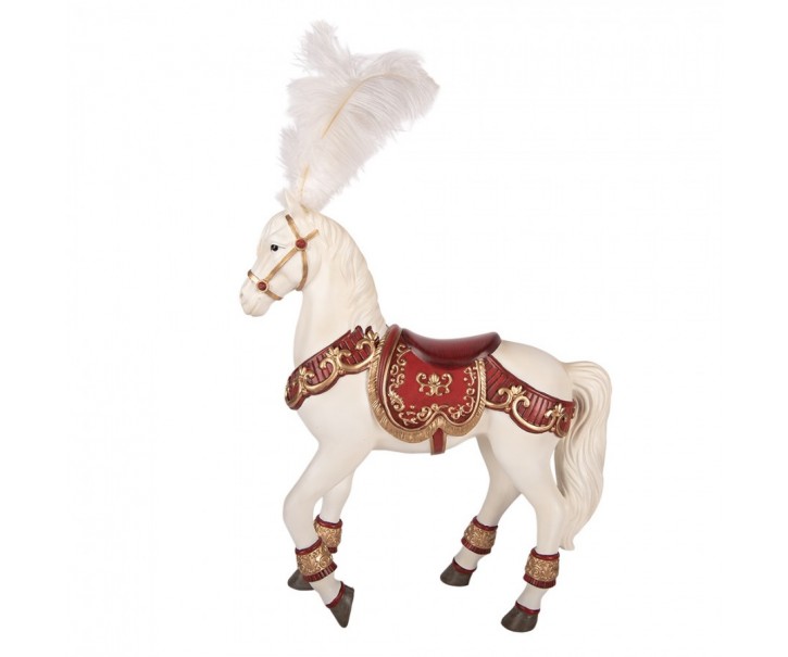 Bílá dekorační figurka cirkusový kůň Clayre & Eef - 35*12*56 cm Clayre & Eef