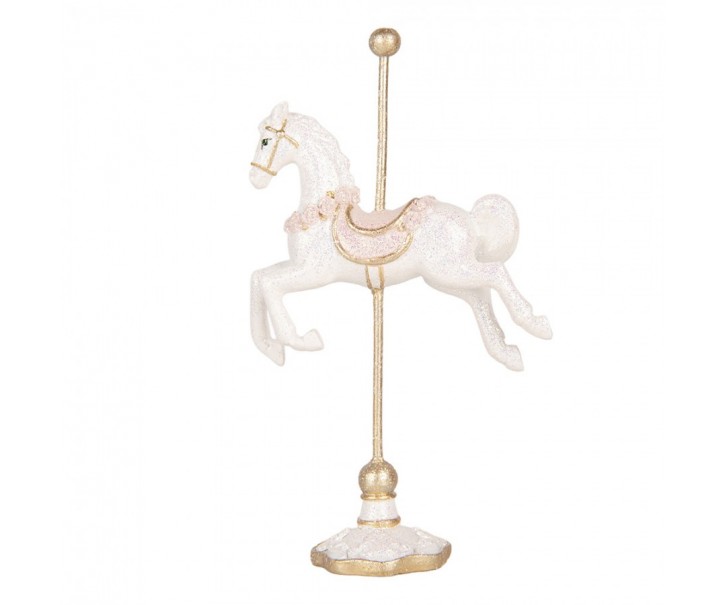 Christmas Decoration Figurine Horse 8x4x13 Cm White Plastic - 8*4*13 cm Clayre & Eef