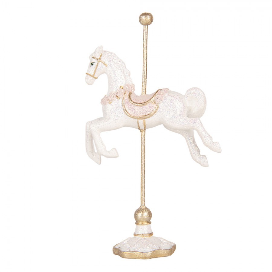 Christmas Decoration Figurine Horse 8x4x13 Cm White Plastic - 8*4*13 cm