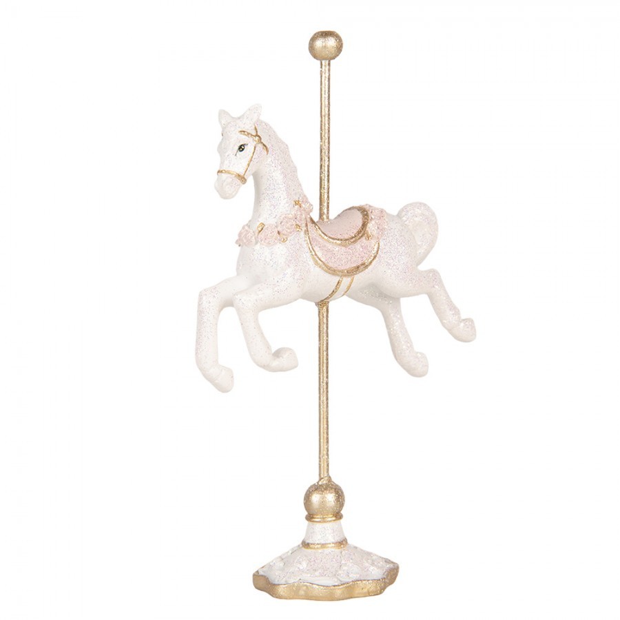 Christmas Decoration Figurine Horse 8x4x13 Cm White Plastic - 8*4*13 cm
