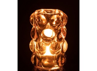 Růžový skleněný svícen / váza Bollie - Ø 8*12 cm
