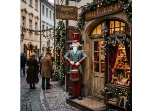 Kovová dekorace Louskáček Nutcracker v životní velikosti - 75*50*186 cm