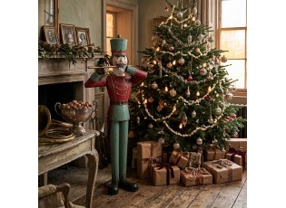 Kovová dekorace Louskáček Nutcracker s flétnou v životní velikosti - 70*48*163 cm