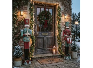 Kovová dekorace Louskáček Nutcracker s trubkou - 33*27*121 cm