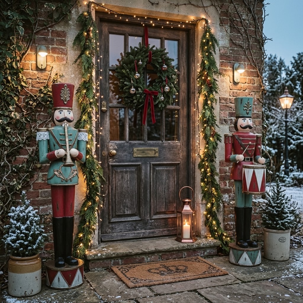 Kovová dekorace Louskáček Nutcracker s trubkou - 33*27*121 cm