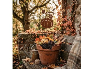 Rustikální rezavý zápich dýně Pumpkin Rust - 14*1*55 cm