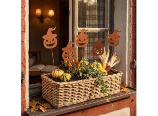 Rustikální rezavý zápich dýně Halloween Rust - 8*1*43 cm