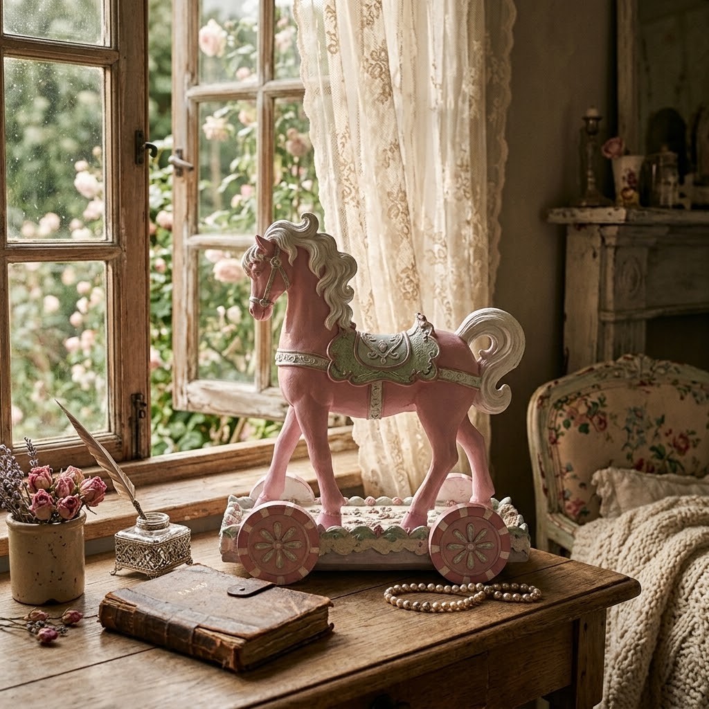 Dekorační růžová figurka koník Horse Pink - 35*16*38 cm