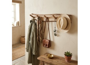 Přírodní dřevěný věšák s 5-ti háčky - 73*12*13cm