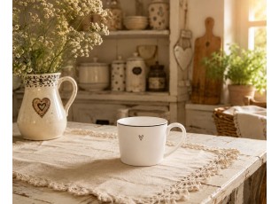 Bílý hrnek se srdíčkem Lovely Day - 12*8*7 cm / 275 ml