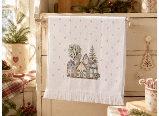Kuchyňský froté ručník s motivem domků Hearts & Houses - 40*66 cm