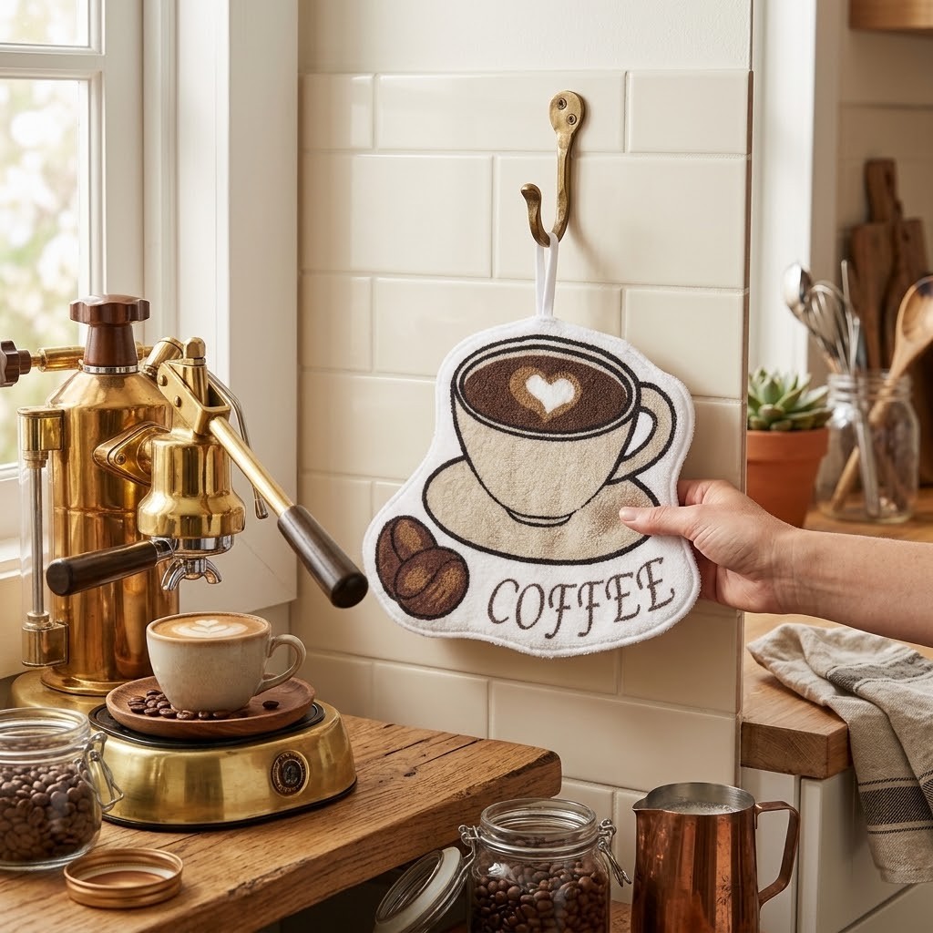 Plyšový ručník pro hosty Coffee - 20*1*22 cm