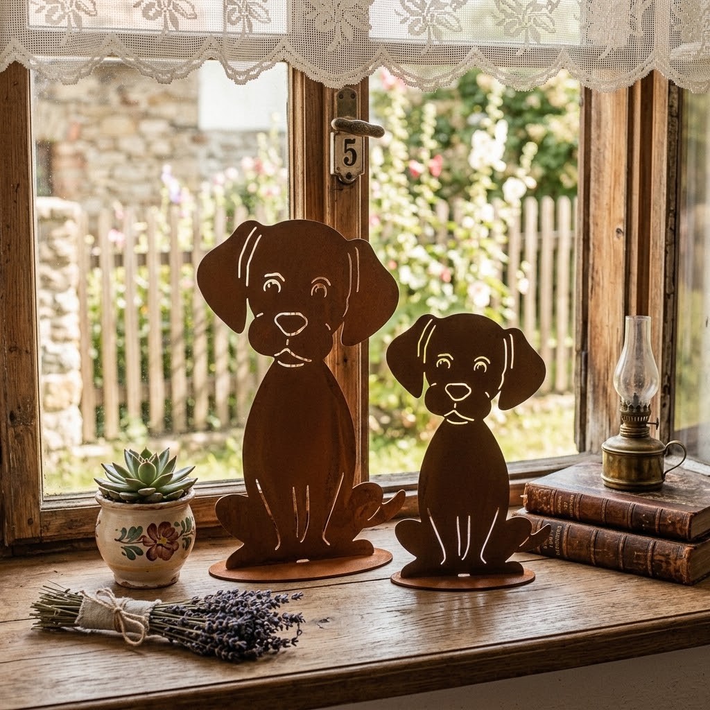 Rustikální rezavá dekorace pes Dog Rust - 16*13*25 cm