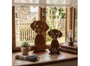 Rustikální rezavá dekorace pes Dog Rust - 13*11*20 cm