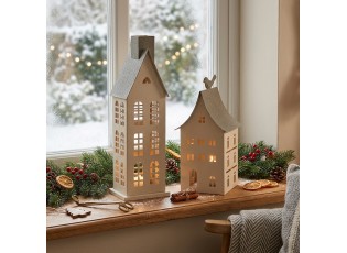 Kovový svícen domek s pískovým povrchem Raw Sand - 17*8*38 cm