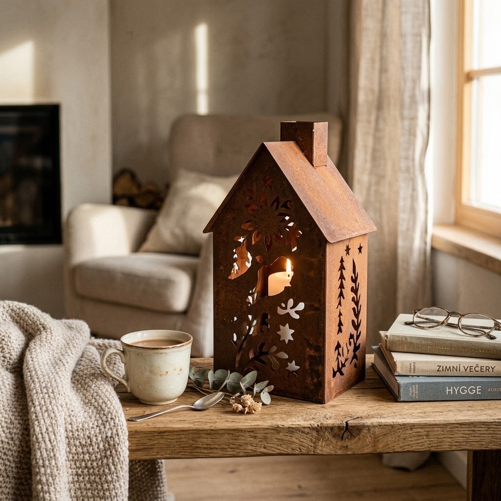 Rezavý svícen ve tvaru domku Rustic Charm - 11*15*26 cm Clayre & Eef Rezavý svícen ve tvaru domku Rustic Charm - 11*15*26 cm Clayre & Eef