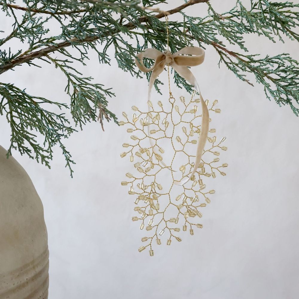 Luxusní dekorační ozdoba se skleněnými perličkami Glaze Forest - 10*13 cm