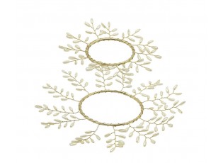 2ks luxusní dekorační věneček s perličkami na svíčku Glaze Forest - 18cm/ 11cm