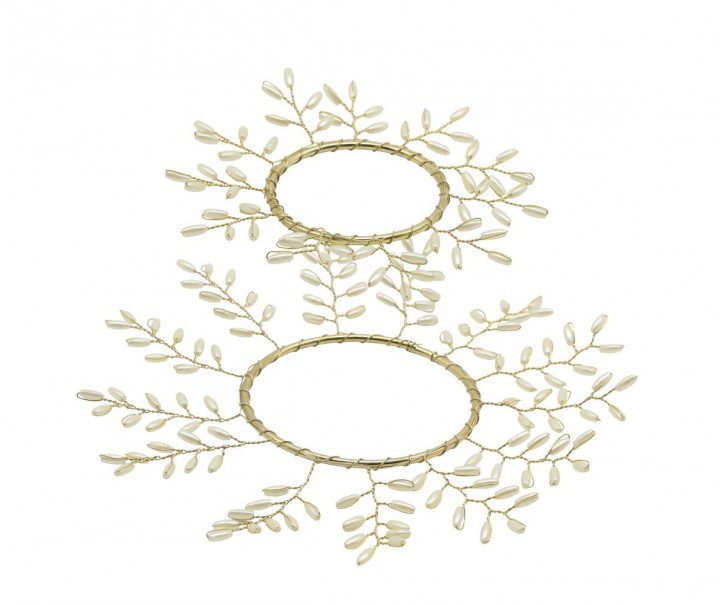 2ks luxusní dekorační věneček s perličkami na svíčku Glaze Forest - 18cm/ 11cm Chic Antique