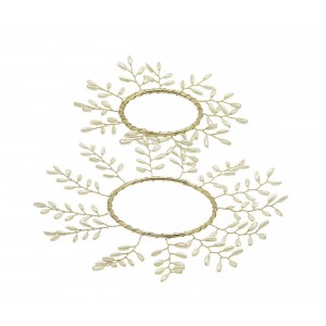 2ks luxusní dekorační věneček s perličkami na svíčku Glaze Forest - 18cm/ 11cm