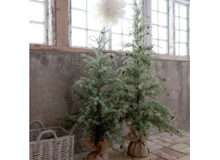 Zasněžený vánoční borovicový stromek v jutě a se šiškami Pine Tree - 60*120 cm
