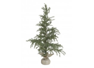 Zasněžený vánoční borovicový stromek v jutě a se šiškami Pine Tree - 60*120 cm