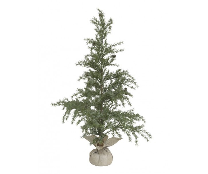 Zasněžený vánoční borovicový stromek v jutě a se šiškami Pine Tree - 60*120 cm Chic Antique