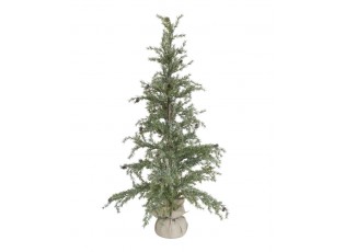 Zasněžený vánoční borovicový stromek v jutě a se šiškami Pine Tree - 70*150 cm