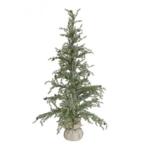 Zasněžený vánoční borovicový stromek v jutě a se šiškami Pine Tree - 70*150 cm