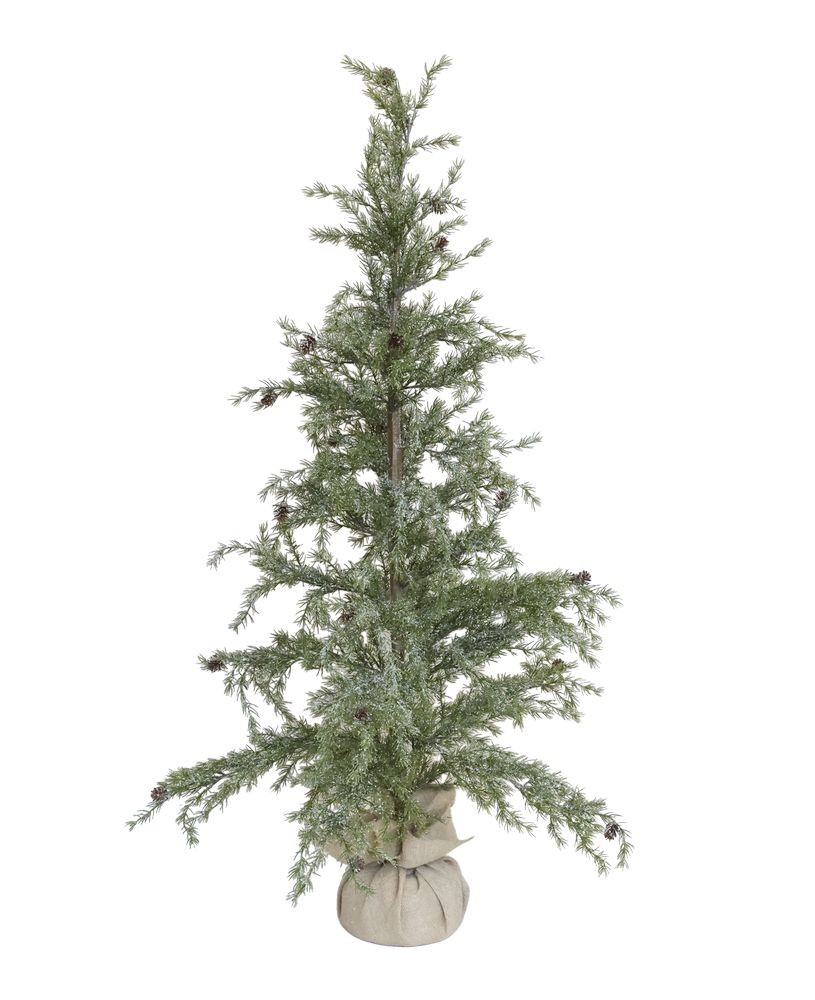 Zasněžený vánoční borovicový stromek v jutě a se šiškami Pine Tree - 70*150 cm