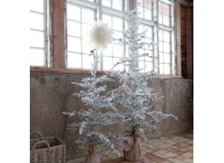 Zasněžený vánoční borovicový stromek v jutě a se šiškami Pine Tree - 55*120 cm