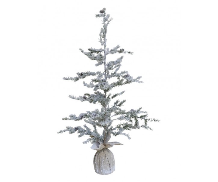 Zasněžený vánoční borovicový stromek v jutě a se šiškami Pine Tree - 55*120 cm Chic Antique