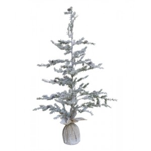 Zasněžený vánoční borovicový stromek v jutě a se šiškami Pine Tree - 55*120 cm