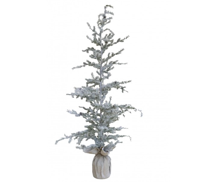 Zasněžený vánoční borovicový stromek v jutě a se šiškami Pine Tree - 65*180 cm Chic Antique