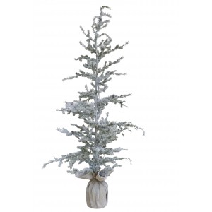 Zasněžený vánoční borovicový stromek v jutě a se šiškami Pine Tree - 65*180 cm
