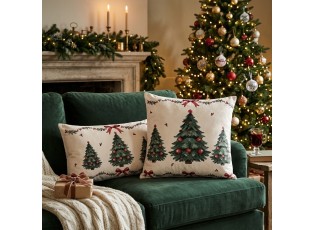 Béžový polštář se stromky Christmas Harmony - 45*45*4 cm