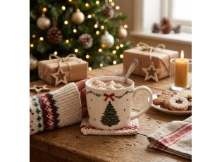 Porcelánový hrnek se stromky Christmas Harmony - 12*8*7 cm / 275 ml